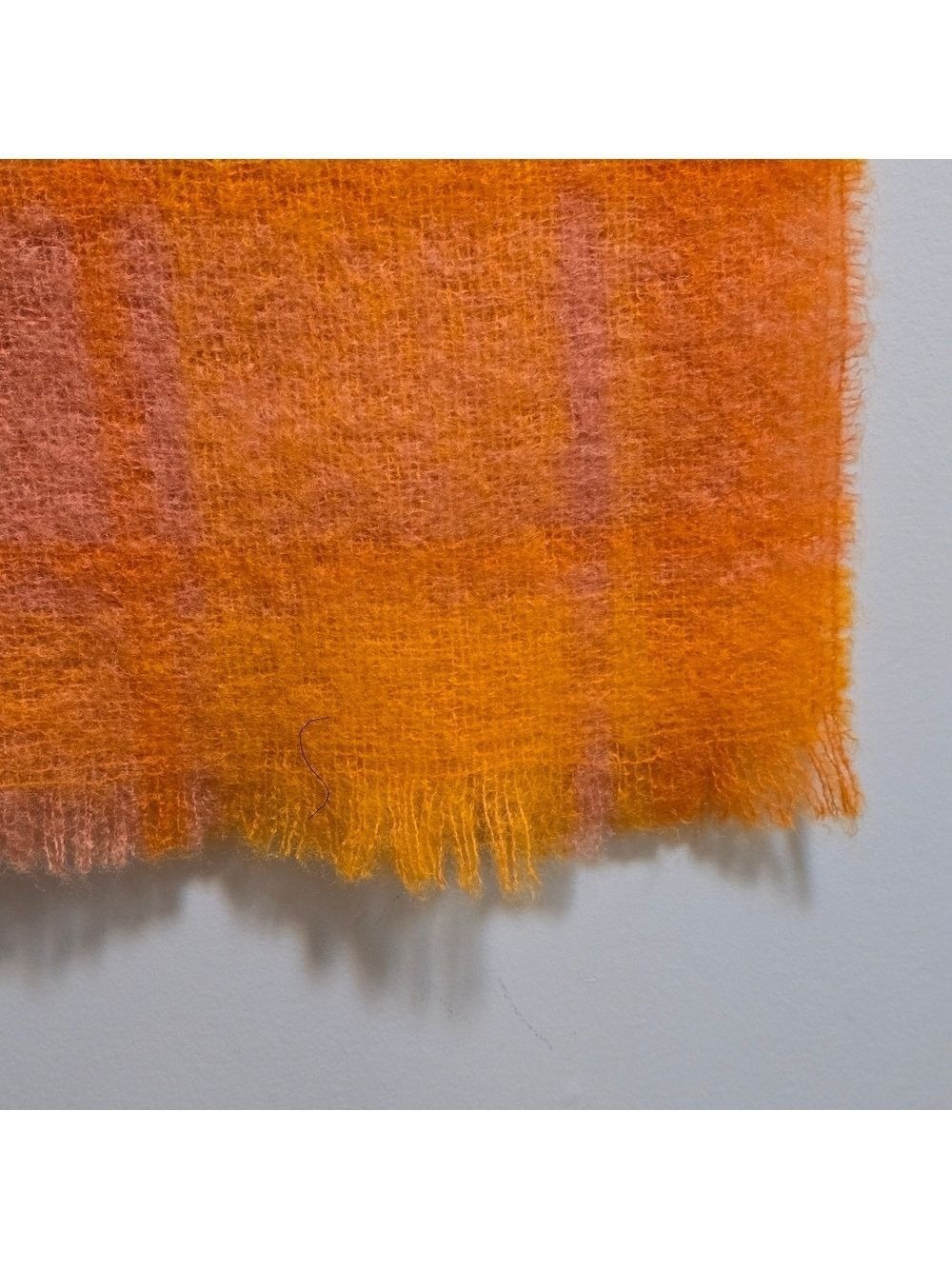 Rectangular Plaid mohair and wool scarf color orange and yellow - Picture 2 of 5